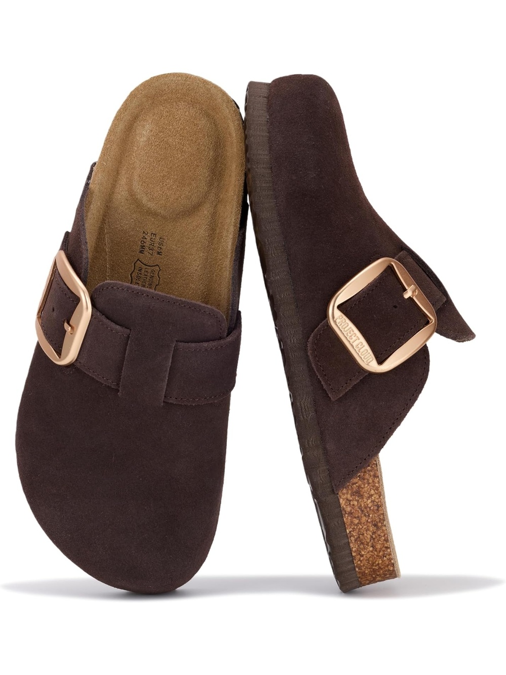 Women's Choco Brown Suede Closed Toe Slip On Arch Platform Heel Mules Clogs Shoe